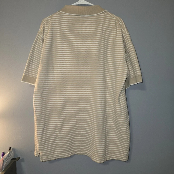 🌻🌻Men's Ivy Crew Tan & White Striped Polo - XL - Picture 3 of 3